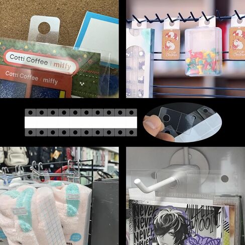 100 Pack Clear Adhesive Hanging Tabs, Heavy Duty Hang Tags, Sticky Tabs, Transparent Hanging Tag for Retail Displays, Wall (Slot Hole, 100) in Kuwait