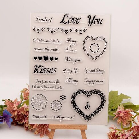 Wedding Cake Ring Pattern Clear Stamps Love Dove Flower Transparent Seal Clear Stamps for Holiday Card Making Decoration and DIY Scrapbooking Album DIY Crafts in Kuwait