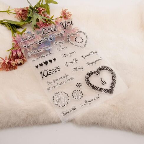 Wedding Cake Ring Pattern Clear Stamps Love Dove Flower Transparent Seal Clear Stamps for Holiday Card Making Decoration and DIY Scrapbooking Album DIY Crafts in Kuwait