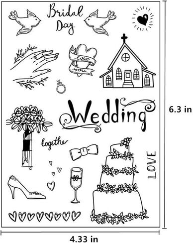 Wedding Cake Ring Pattern Clear Stamps Love Dove Flower Transparent Seal Clear Stamps for Holiday Card Making Decoration and DIY Scrapbooking Album DIY Crafts in Kuwait