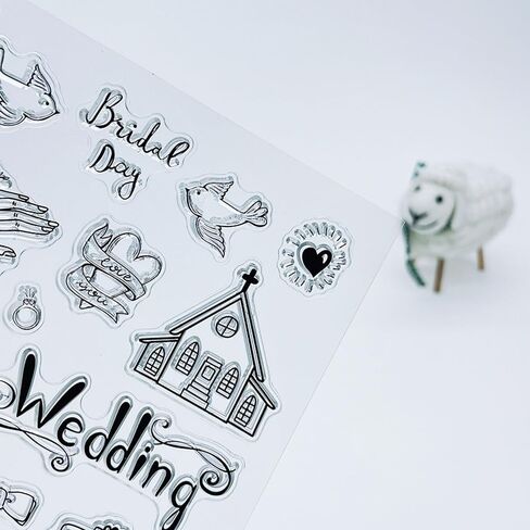 Wedding Cake Ring Pattern Clear Stamps Love Dove Flower Transparent Seal Clear Stamps for Holiday Card Making Decoration and DIY Scrapbooking Album DIY Crafts in Kuwait