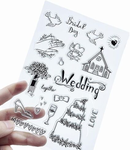 Wedding Cake Ring Pattern Clear Stamps Love Dove Flower Transparent Seal Clear Stamps for Holiday Card Making Decoration and DIY Scrapbooking Album DIY Crafts in Kuwait