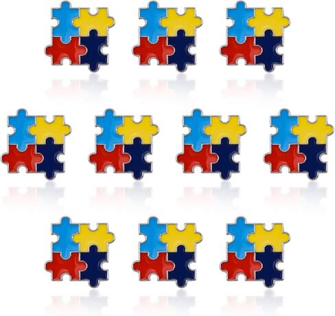 WANDIC 10 PCS Autism Awareness Pins,Colorful Puzzle Pieces Badges Hope Lapel Pin Metal Autism Brooches for Autism Events Clothing Decor in Saudi Arabia