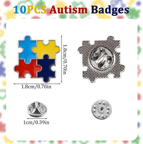 WANDIC 10 PCS Autism Awareness Pins,Colorful Puzzle Pieces Badges Hope Lapel Pin Metal Autism Brooches for Autism Events Clothing Decor in Saudi Arabia