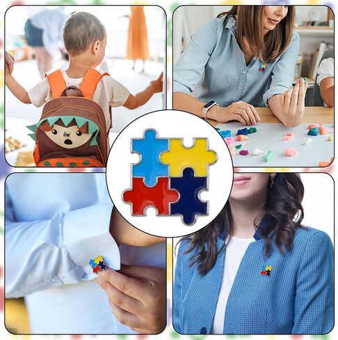 WANDIC 10 PCS Autism Awareness Pins,Colorful Puzzle Pieces Badges Hope Lapel Pin Metal Autism Brooches for Autism Events Clothing Decor in Saudi Arabia