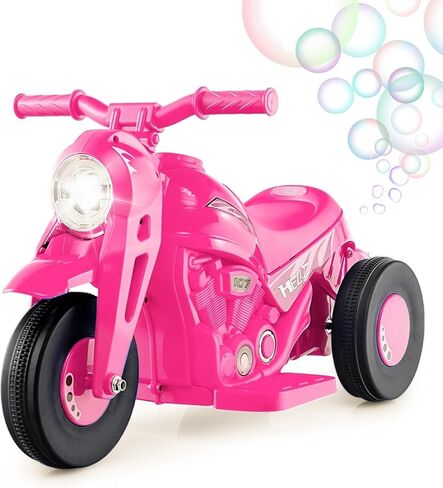 OLAKIDS Kids Motorcycle, 6V Electric Ride On Car with Automatic Bubble Function, Foot Pedal, Headlight, Music, 3 Anti-Skip Wheels Vehicle for Children, Toddler Ages 3+ in Kuwait