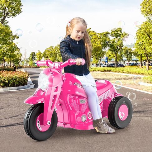 OLAKIDS Kids Motorcycle, 6V Electric Ride On Car with Automatic Bubble Function, Foot Pedal, Headlight, Music, 3 Anti-Skip Wheels Vehicle for Children, Toddler Ages 3+ in Kuwait