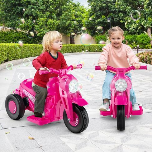 OLAKIDS Kids Motorcycle, 6V Electric Ride On Car with Automatic Bubble Function, Foot Pedal, Headlight, Music, 3 Anti-Skip Wheels Vehicle for Children, Toddler Ages 3+ in Kuwait