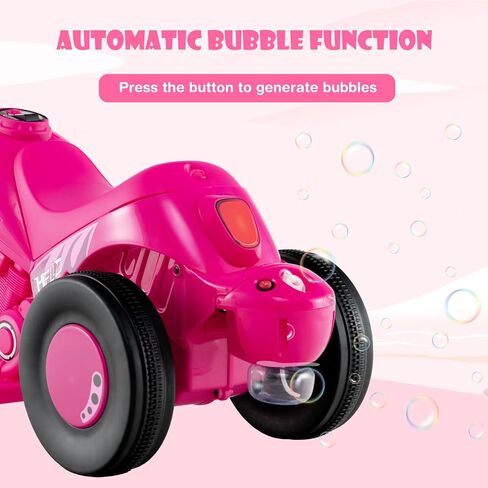 OLAKIDS Kids Motorcycle, 6V Electric Ride On Car with Automatic Bubble Function, Foot Pedal, Headlight, Music, 3 Anti-Skip Wheels Vehicle for Children, Toddler Ages 3+ in Kuwait