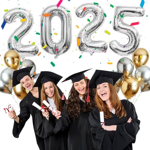 Graduation Decorations 2025 Balloons, Gold Large 42 Inch Foil Number Balloons for 2025 Graduation Party Decor, New Year Party Supplies in Saudi Arabia