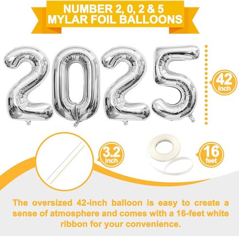 Graduation Decorations 2025 Balloons, Gold Large 42 Inch Foil Number Balloons for 2025 Graduation Party Decor, New Year Party Supplies in Saudi Arabia