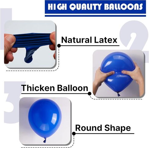Partywoo Royal Blue Balloons 128 PCS بأحجام مختلفة من 18 12 10 5 5 بوصات أزرق غامق بونون بونون القوس المتجول للتخرج في 4 يوليو من زخارف عيد ميلاد الطفل الأزرق-Y59 in Kuwait