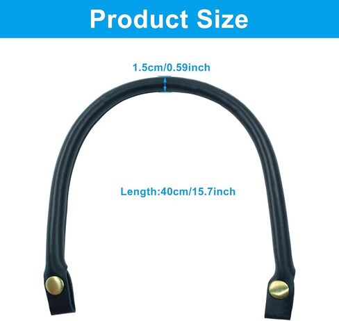 2 Pcs 15.7 Inch Leather Purse Handles, PU Leather Purse Straps, Bag Handles for Bag Making(Black) in Saudi Arabia
