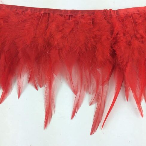 Sowder 2 ياردة Natural Rooster Hackle Feather Trim Fringe 4-6 "في DIST DIY DIROUTY (Black) in Kuwait