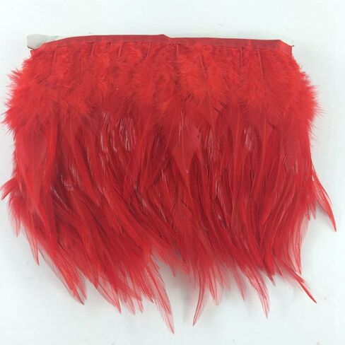 Sowder 2 ياردة Natural Rooster Hackle Feather Trim Fringe 4-6 "في DIST DIY DIROUTY (Black) in Kuwait