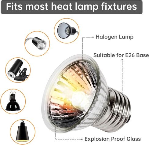 Reptile Heat Lamp, UVA UVB Heat Lamp Bulbs, E26 Turtle Heat Lamp Blubs 50W 4Pack, Basking Light for Bearded Dragon, Lizard, Snake and Frog in Saudi Arabia