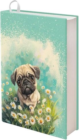 DISNIMO Book Covers for Hardcover Daisy Pug Stretchable Book Sox Book Protector for Hardcover Textbooks Cute Book Sleeve Covers for Women Kids Girls School Supplies Gift for Book Lover Green in Kuwait