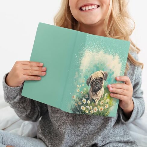 DISNIMO Book Covers for Hardcover Daisy Pug Stretchable Book Sox Book Protector for Hardcover Textbooks Cute Book Sleeve Covers for Women Kids Girls School Supplies Gift for Book Lover Green in Kuwait
