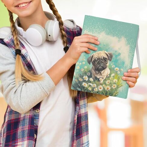 DISNIMO Book Covers for Hardcover Daisy Pug Stretchable Book Sox Book Protector for Hardcover Textbooks Cute Book Sleeve Covers for Women Kids Girls School Supplies Gift for Book Lover Green in Kuwait
