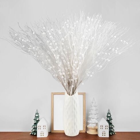 SUPREME XMAS 30 Pack Artificial Glitter Berry Stem Ornaments, Pink Christmas Ornaments Branches Picks Set for Xmas Tree Decorations Gift Small Vase Wreath Fireplace Home Holiday Wedding Party Decor in Saudi Arabia