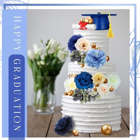 50 PCS Cake Cake Cupcake Cappers Toppers Cap و Diploma Gold Balls Kit Congrats Grad Cake Decorations for 2025 Master Tervement Party Secortations High Schools (Pink) in Saudi Arabia