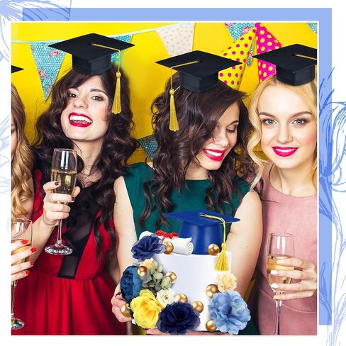 50 PCS Cake Cake Cupcake Cappers Toppers Cap و Diploma Gold Balls Kit Congrats Grad Cake Decorations for 2025 Master Tervement Party Secortations High Schools (Pink) in Saudi Arabia
