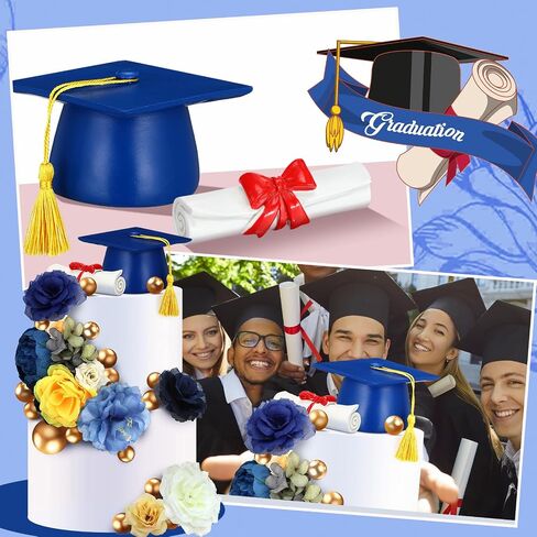 50 PCS Cake Cake Cupcake Cappers Toppers Cap و Diploma Gold Balls Kit Congrats Grad Cake Decorations for 2025 Master Tervement Party Secortations High Schools (Pink) in Saudi Arabia