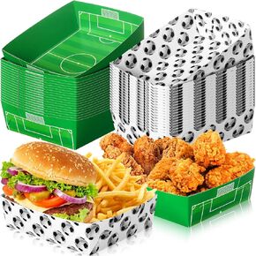 Telling 36 Pack Soccer موضوع الحفلة اللوازم الكبيرة 5 رطل من ألواح كرة القدم الصواني الورقية قوارب الطعام القابلة للتصرف