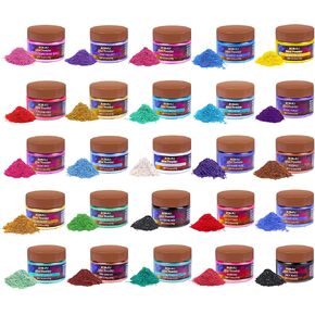 MTBJZJ Mica Powder for Resin, 25 Colors - 20g/Bottle of Epoxy Resin Color Pigment,for Candle Dye, Lip Gloss Pigment, Soap Making, Slime Colorant, Paint, Bath Bombs,Nail Polish and Eye Shadow