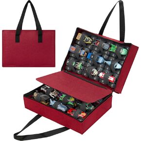 تعرض شاحنات Monster Case المتوافقة مع شاحنات الألعاب ، حقيبة حمل محمولة تتناسب مع 18 شاحنة وحش تخزين (حقيبة فقط) (أسود)