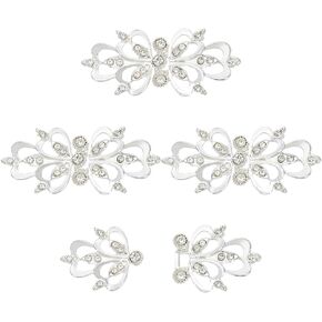 Fingerinspire 4 PCS Cloak Clasp Stables Silver Vintage Sweater Sweater Clips Cape Clips with Rhinestone Floral Shape Snap Clasps Cardigan Clips for Coat Coath Sloth Sweater Decoration