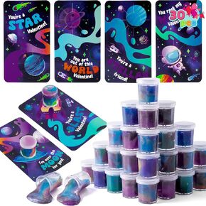 Joyin 30 PCS بطاقات هدايا عيد الحب مع خيال الوحل الإجهاد الإجهاد Toy Toy for Kids ، جوائز تبادل الفصول الدراسية ، وفضل حفلات عيد الحب ، والهدايا تبادل.