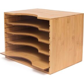 Lipper International 811 Bamboo Wood File Organizer with 4 Dividers, 12 3/4" x 9 1/4" x 9 1/2"