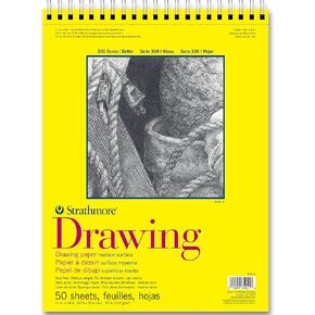 Strathmore 300 Series Drawing Paper Pad, Top Wire Bound, 11x14 inches, 25 Sheets (70lb/114g) - Artist Paper for Adults and Students - Charcoal, Colored Pencil, Ink, Pastel, Marker