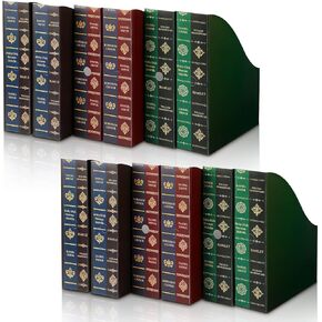 Geetery 6 Pcs File Magazine Organizer 3 x 11 x 12 Inch Vintage Decorative Classic Books Themed Magazine Holder Box Easy to Assemble Classic Books Rack File for Shelves Desk Home