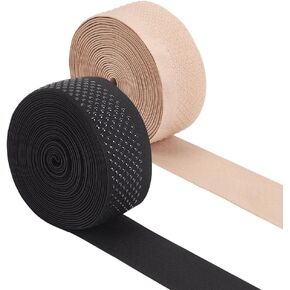BENECREAT 4.4 Yards 2 Colors Non-Slip Silicone Elastic Gripper Band, 2Inches Wide Polyester Eastic Tape, Dot Silicone Backed Gripper for Garment Sewing Accessories, 2mm Thick