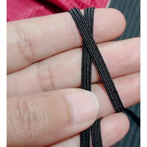 NOSHAD® Black ، 5 مم - 1/5 "سلك النطاق المرن المسطح للخياطة ، التخيين ، Haberdashery و Clothing DIY Arts and Crafts Assory ، المواد ، اللوازم (10meter - 11yard)