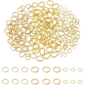 UNICRAFTALE 180Pcs 3 Sizes 18K Gold Plated Open Jump Rings 4/5.5/6mm Oval Jump Rings Stainless Steel Jump Rings Metal O Rings Split Round Ring for DIY Jewelry Bracelet Earring Keychain Repairing