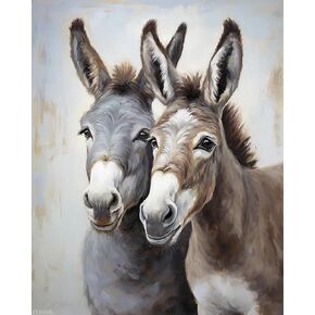 XTXGERL Paint by Numbers Kit for Adults Beginner, Curious Donkey, Acrylic Adult Paint by Number Kits on Canvas, Watercolor Oil Paint Set, Perfect for Home Decor Gift (16x20inch, Without Frame)