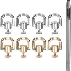 Harfington 8pcs ترصيع المعادن المسامير بنشق الأزرار 8 ملم D-Ring مع ثقب جلدي 3.5 ملم لحرف الجلود