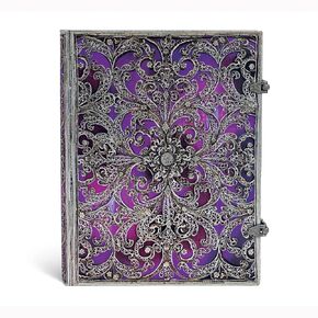 Abergine Ultra المبطنة مجلة Hardcover ، 240pg ، 120gsm بواسطة Paperblanks (مجموعة Silver Filigree)