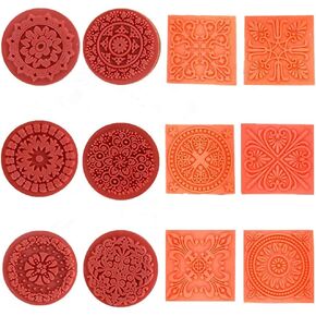 12 Pieces Wooden Stamps, Retro Vintage Floral Flower Pattern Rubber Stamp Set for DIY Craft Card Making Planner Scrapbooking Supplies
