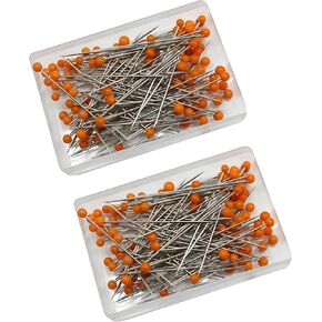 200pcs دبابيس خياطة الرأس البرتقالية | Premium مستقيم اللحف ودبابيس الحرفية للنسيج ، المجوهرات DIY | خياط مع رأس الكرة الملون
