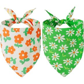 2 حزمة الكلب Bandanas bulk للحيوانات الأليفة زهور عكسية قابلة للانعكاس للقطط الصغيرة والكلاب منقوشة الأوشحة مثلث قابلة للتعديل لقضاء عطلة