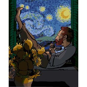 الطلاء بأرقام أرقام للبالغين ، ألوان القط بأرقام للبالغين ، لوحة زيتية للألوان المائية DIY ، لوحة قطة Night Night مناسبة لتزيين الجدار المنزلي (16 × 20 بوصة) in Kuwait