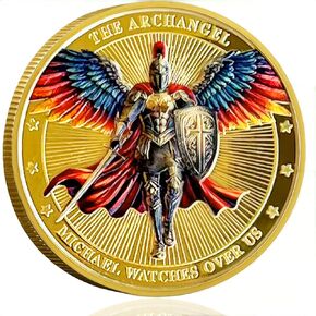 Christian Knight Challenge Coin Winged Knight Templar Challenge Coin - Psalm 91:10-11 Bible Verses Pocket Token Inspirational Religious Prayer Coins Collectibles Gift with Clear Protective Case