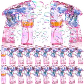 18 PCS LED LED UP Bubble Gun for Kids ، Buttery Charched Bubble Bloors with Music Automatic Bubble Maker Machine Bubble Gun Blasters for Wedding Party Summer (Pink)