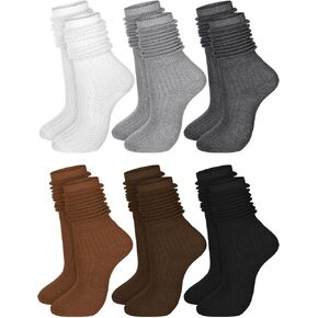 Bencailor 6 Pairs 80s 90s Women Slouch Socks Soft Knee Long Scrunch Socks Cotton Knit Stacked Socks Boot Socks for Women Men