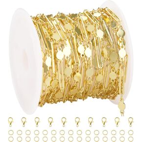 13 Feet 4m Gold Plated Brass Chain Four Leaf Clover Link Chains Roll Bulk for Jewelry Making Craft