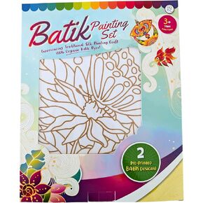 Malaysian Batik Organic Colors Painting 2-in-1 Kit (Butterfly, Hibiscus Flower) - Art Craft Painting Activity Kit Set for Adults and Kids